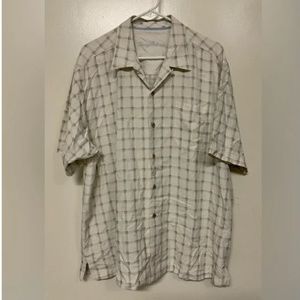 Tommy Bahama Plaid Grid Silk Button Front Vacation Cabana Short Sleeve Shirt
